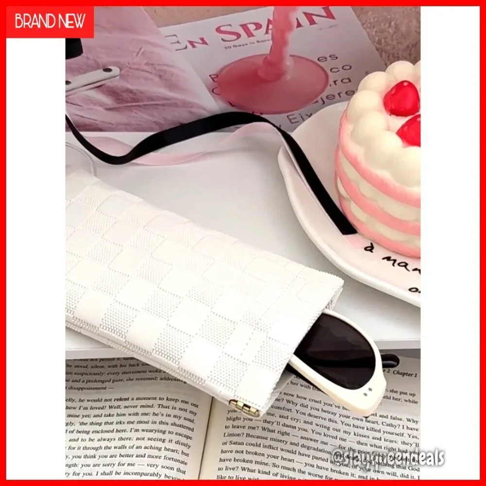 Soft Faux Leather Eyeglass Case with Squeeze Top Closure Travel Organizer